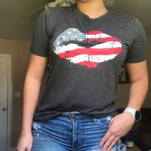 American flag kiss tee shirt